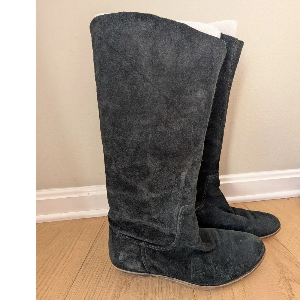 Nine West Black Suede Knee High Boots Women's Size 8M Vintage America Collection